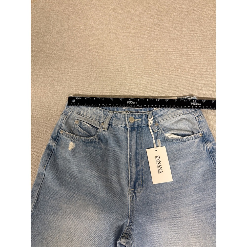 Zenana Womens High Waisted Wide Leg Distressed Jeans Light Wash Size 28 NEW - Picture 5 of 9